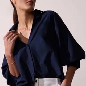 BY LAURIE FELT BRAND NEW WOMENS OVERSIZED SILK NAVY BLOUSE!❤️
